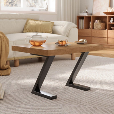 Darphe Set Of 2 Z-Shaped Black Iron Table Legs With Anti-Slip Pads40Cm H from B&Q
