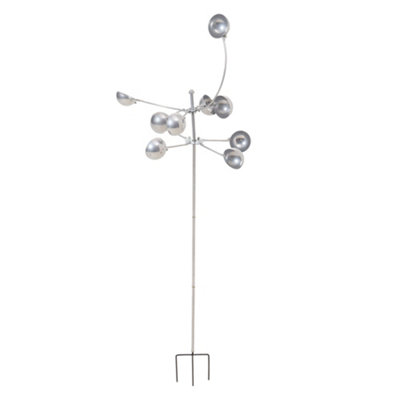 Garden Sanctuary Outdoor Metal Windmill Spinner With Ground Anchor
