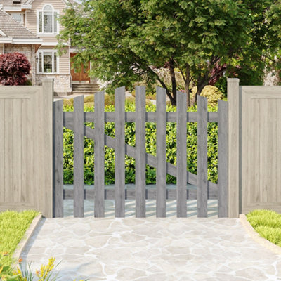Darphe Grey Wooden Garden Side Gate Freestanding Picket Fence Style120Cm W X 90Cm H from B&Q
