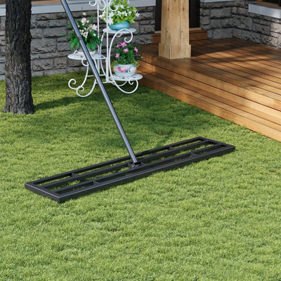 Garden Sanctuary Stainless Steel Handle Lawn Levelling Rake Handle Length With Serrated Design Length 213Cm from B&Q