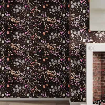 B&Q -  Roll Of Self-Adhesive Floral Wallpaper 1000Cm X 44Cm