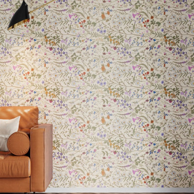 B&Q -  Roll Of Self-Adhesive Floral Wallpaper 1000Cm X 44Cm