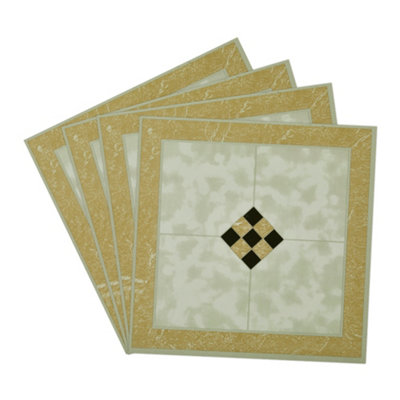 B&Q -  10Pcs Self-Adhesive Pvc Flooring Tiles Set