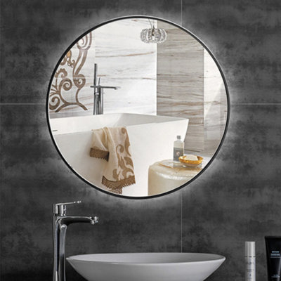 Darphe Black Nordic Bathroom Round Mirror from B&Q