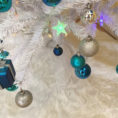 Darphe White Plush Christmas Tree Skirt Christmas Decorations Diameter 90Cm from B&Q