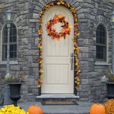 Darphe Halloween Large Pine Cone Maple Leaf Wreath With Lights Diameter 60Cm from B&Q