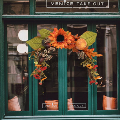 Darphe Halloween Artificial Sunflower Wreath With Pumpkin Hanging Decoration from B&Q