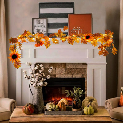 Darphe 6Ft Thanksgiving Decoration Simulation Sunflower Autumn Wreath Vine Hanging With Led Lights from B&Q