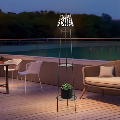 Darphe 2 Packs Double Tier Solar-Powered Multifunctional  Floor Lamp Plant StandGarden Plant Stand from B&Q