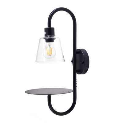 Darphe Bedside Wall Lamp With Glass Lampshade And Tray,multipurpose Wall Lamp from B&Q