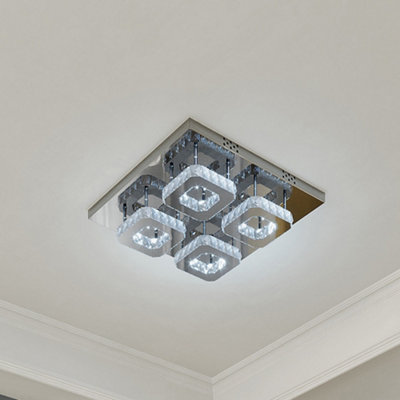 Darphe Modern Chrome Crystal 4 Square Led Ceiling LightCool White Chandelier 42X42Cm from B&Q