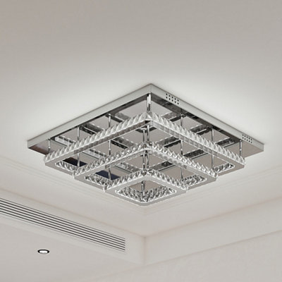 Darphe Modern Chrome Crystal 3-Tier Square Led Ceiling LightCool White Chandelier 70X70Cm from B&Q