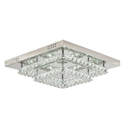 Darphe Chrome Plated Crystal Double Layers Led Ceiling LightLiving Room Square Crystal Chandelier from B&Q