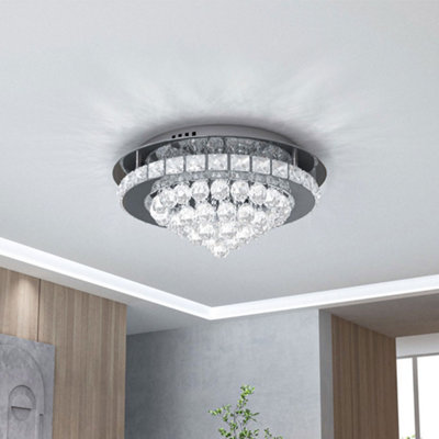 Darphe 40Cm Modern Crystal Droplet Semi-Flush Ceiling LightCool White Led Chandelier from B&Q