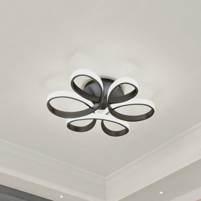 Darphe 58Cm Black Modern Led Ceiling LightCurved Acrylic DesignCool White Glow from B&Q