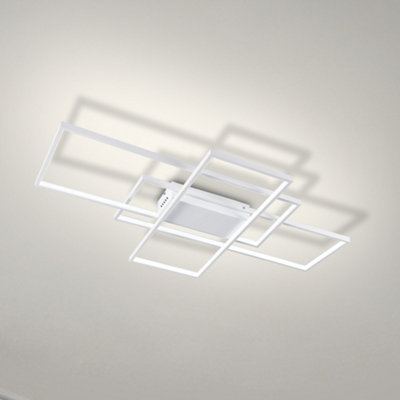 Darphe Modern White 3-Light Rectangular Led Ceiling Fixture90Cm Dimmable Semi-Flush Mount from B&Q