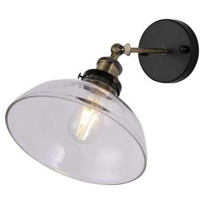 Darphe Transparent Glass Lampshade Wall LampRetro Adjustable Wall Lamp from B&Q