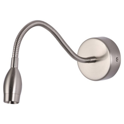 Darphe Bedroom Metal Wall Lamp Led Reading LampAdjustable Silver Bedside Lamp from B&Q