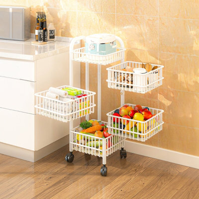 Darphe White Multi-Tier Rotating Kitchen Cart With Iron Frame 27Cm W X 75Cm H from B&Q