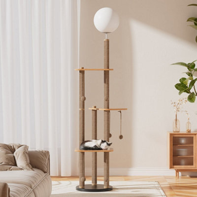 Darphe Light Multi-Functional Cat Tower & Floor Lamp - Climbing Frame With Foot Switch And Marble Base 188Cm