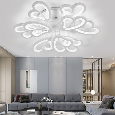 Darphe 66Cm Modern Floral Shape 9-Light Semi-Flush Led Ceiling Fixture Cool White from B&Q