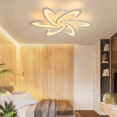 Darphe Modern Curved Windmill-Design Led Ceiling LightDimmable Metal & Acrylic Semi-Flush Mount from B&Q
