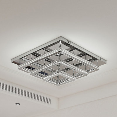 Darphe 70Cm Square Crystal Led Chandelier3-Tier Dimmable Ceiling Light from B&Q
