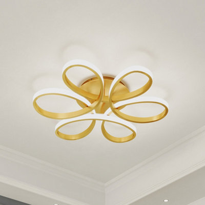 Darphe Gold Modern Curved Acrylic Led Ceiling Light74Cm Semi-Flush Mount Fixture In Cool White from B&Q