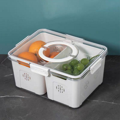 B&Q -  Built-In Compartments Fridge Storage Container With Lid And Handle