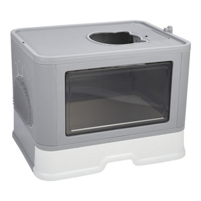 Darphe Grey Enclosed Folding Plastic Cat Litter Box With Scoop48.5Cm W X 38Cm D X 36.5Cm H from B&Q
