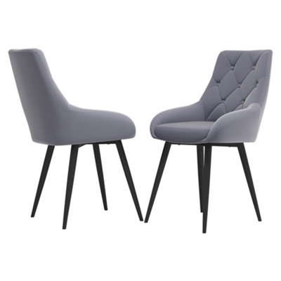 Darphe Set Of 2 Grey Velvet Metal Legs Button Upholstered Dining Chair49Cm W X 50Cm D X 88Cm H from B&Q