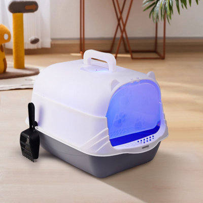 Darphe Grey Large Enclosed Cat Litter Box With Disinfection Light And Scoop37Cm W X 51Cm D X 36Cm H from B&Q
