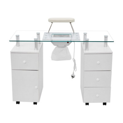 Darphe White Professional Manicure Table With Dust Collector And Storage Drawers108Cm W X 45Cm D X 77Cm H from B&Q