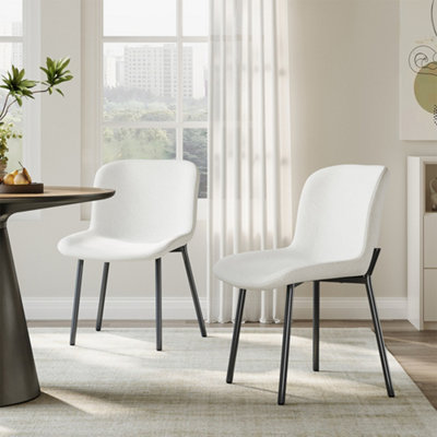 Darphe 2Pcs White Teddy Fleece Upholstered Dining Chair48Cm W X 54Cm D X 78Cm H from B&Q