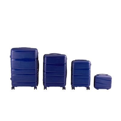 Darphe Navy Blue 4 Pcs Lockable Pp Travel Suitcase Set from B&Q