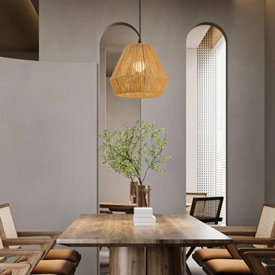 Living And Home E27 Rustic Vintage Hemp Rope Ceiling Pendant Light With Iron Frame from B&Q