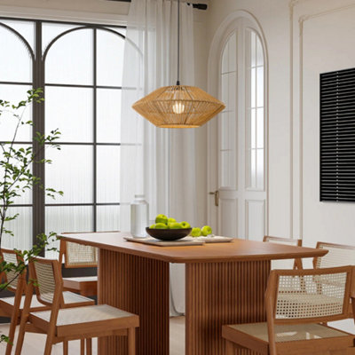 Living And Home E27 Rustic Hemp Rope Pendant Light Ceiling Light With Iron Frame from B&Q