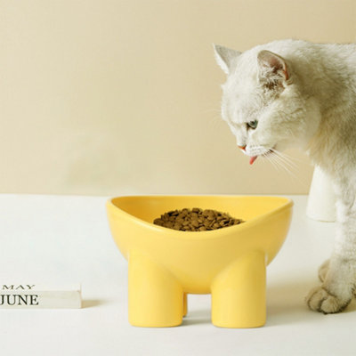 Thehotsale Yellow Anti-Tip Elevated Pet Feeder Bowl With Tilted Design13.4Cm W X 13.8Cm D X 9Cm H from B&Q