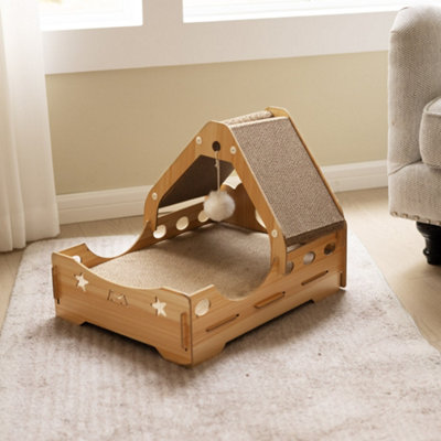 Thehotsale 3-In-1 Cat Scratching Board House With Hanging Toy37Cm W X 50Cm D X 38Cm H from B&Q