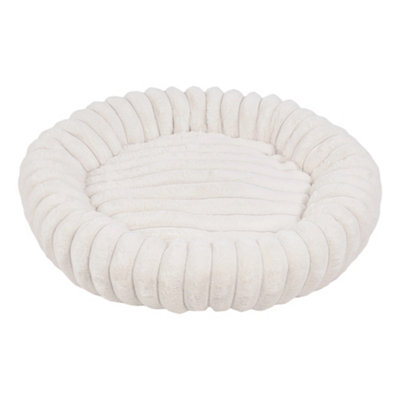 Thehotsale White Warm And Cosyround Plush Pet Bed With Non-Slip Bottom And Pp Cotton Filling80Cm Dia from B&Q