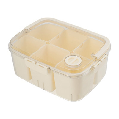 Thehotsale Cream 6-Compartment Airtight Fridge Storage Container With Lid And Handle30Cm W X 23Cm D X 12.8Cm H from B&Q