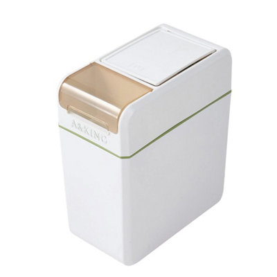 Living And Home 18L White Slim Rubbish Bin With Press-Top Lid For Kitchen Bathroom from B&Q