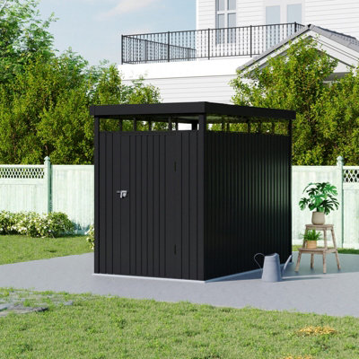 Living And Home 5.3 X 8.5Ft Outdoor Metal Shed Garden Storage Shed Black from B&Q