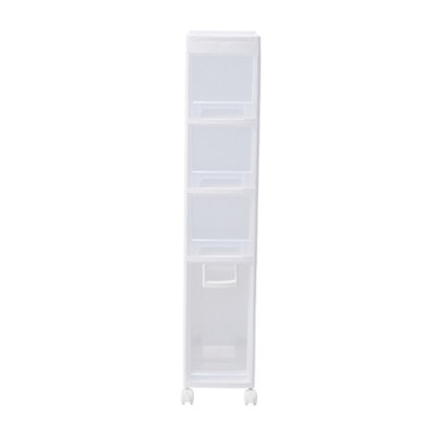 Darphe 105Cm H Plastic 4-Tier Slim Cabinet Storage Drawer Organizer Cart White from B&Q