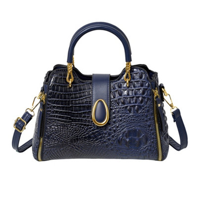 Living And Home Fashion Pu Leather Handbag With Adjustable Strap, Blue