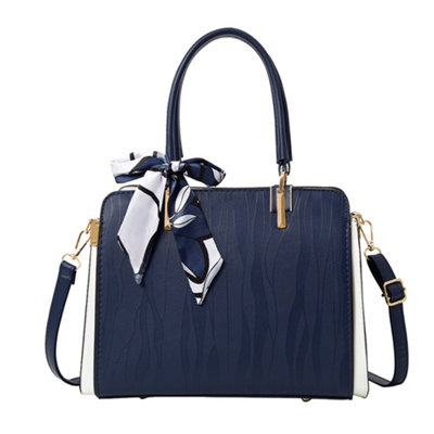 B&Q -  Blue Pu Leather Handbag Shoulder Bag With Adjustable Strap