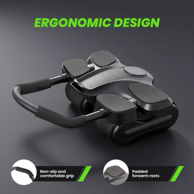 Living And Home Abdominal Roller Adult Automatic Rebound Abdominal Wheel Roller With 4 Elbow Supports In Black from B&Q