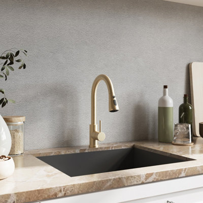 B&Q -  Gold Pull-Out Sensor Kitchen Faucet With Handle Lever