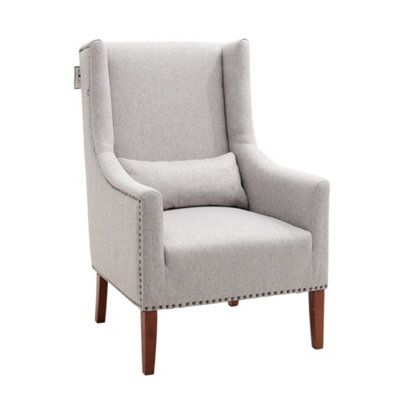 Darphe Burlap High Back Studded Armchair With Cushion