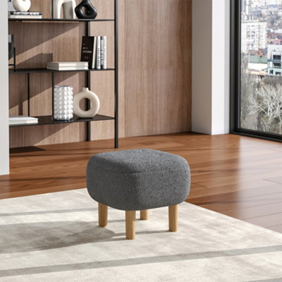 Darphe Grey Pouffe Foot Stool With Wooden Legs from B&Q
